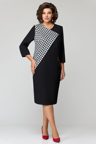 Платье Мишель стиль 1143 черный +белый - фото 1