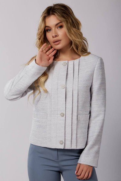 Деловой серый комплект с жакетом и узкими брюками Laikony L-670 - фото 6