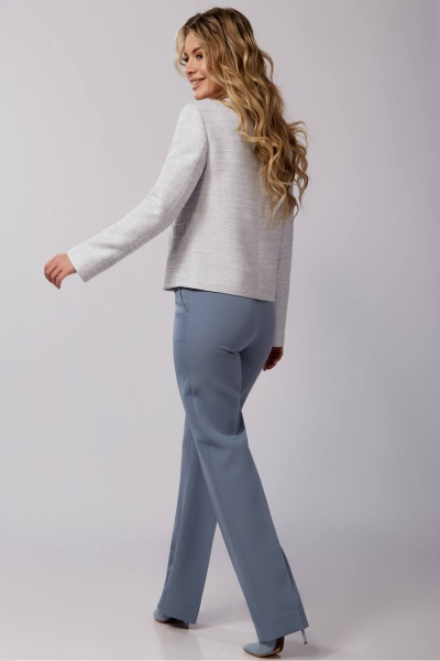 Деловой серый комплект с жакетом и узкими брюками Laikony L-670 - фото 8