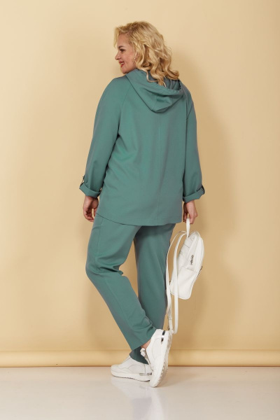 Зеленый летний тройной комплект с капюшоном и карманами Tensi 353 серо-лазурный - фото 4