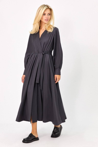 Платье на запах с пышной юбкой и V-образным вырезом Rivoli 7141.1 графит - фото 2