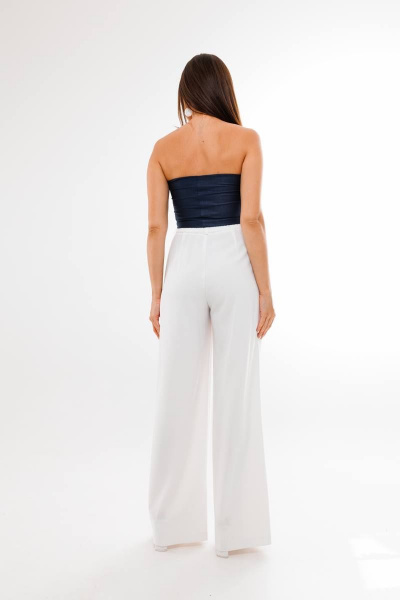 Костюм из текстиля с белым жакетом и брюками Anelli 1398 молоко - фото 3