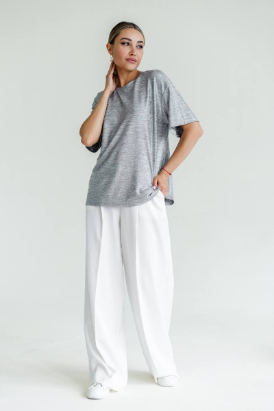 Деловые брюки прямого силуэта с поясом на резинке Ivera 2052L молочный - фото 2