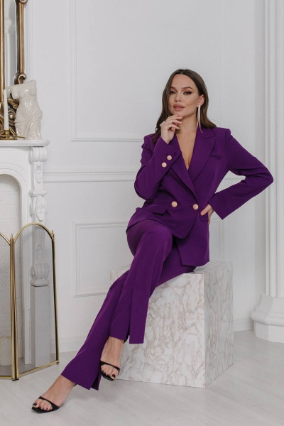 Брюки, жакет Ольга Стиль Л-201 сирень - фото 5