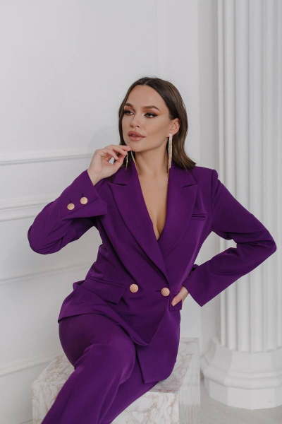 Брюки, жакет Ольга Стиль Л-201 сирень - фото 3