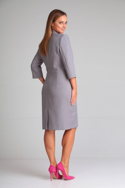 Платье классический крой с запахом и поясом Andrea Fashion 14 серый - фото 6