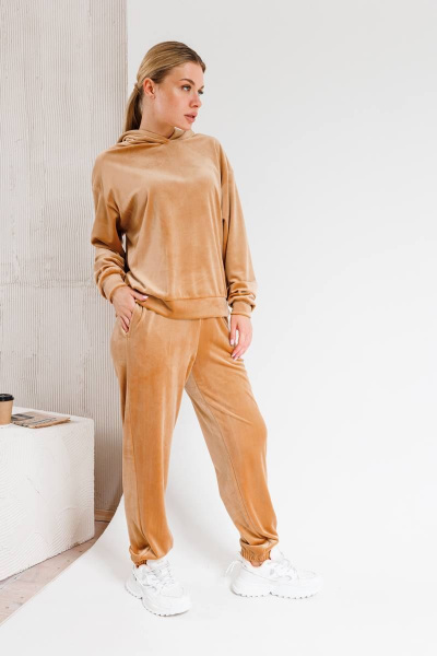 Брюки и худи из бархата в стиле casual с резинками Edibor 2060 - фото 4