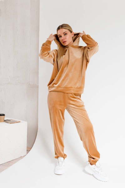 Брюки и худи из бархата в стиле casual с резинками Edibor 2060 - фото 3