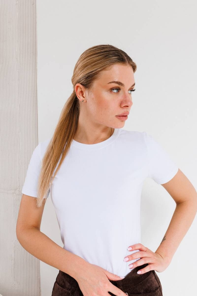 Белая трикотажная майка с коротким рукавом и круглой горловиной Edibor 2062 - фото 1