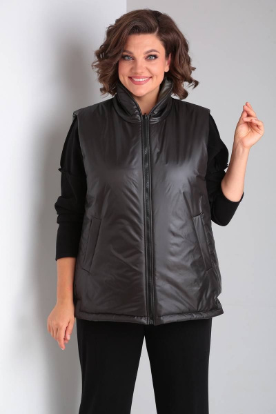 Демисезонная жилетка из плащёвой ткани двухсторонняя Диомант 1897 хаки/черный - фото 15