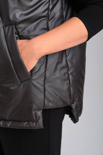 Демисезонная жилетка из плащёвой ткани двухсторонняя Диомант 1897 хаки/черный - фото 10