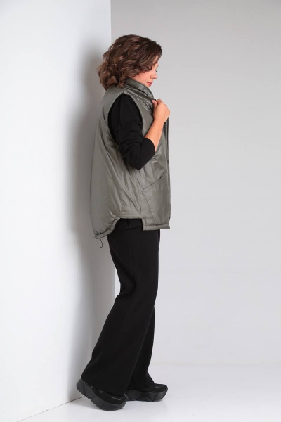 Демисезонная жилетка из плащёвой ткани двухсторонняя Диомант 1897 хаки/черный - фото 5