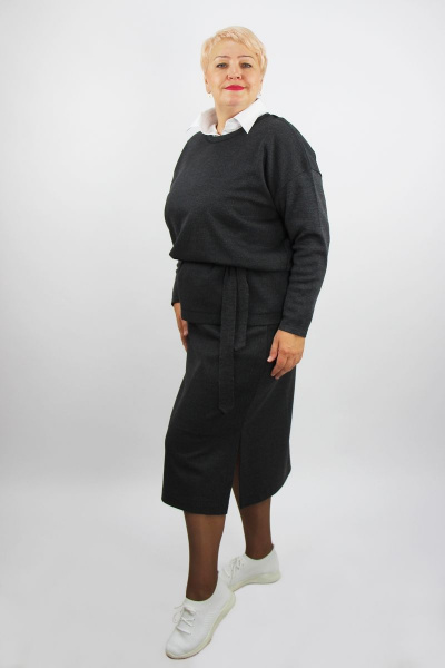 Джемпер и юбка вязаное трикотаж хлопок повседневный стиль Полесье С0187-23 3С3107-Д43 170,176 т.стальной - фото 1