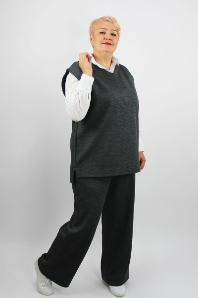 черный комплект из шерсти и трикотажа с жилетом и брюками Полесье С0188-23 3С3101-Д43 164 глубокий_черный - фото 1