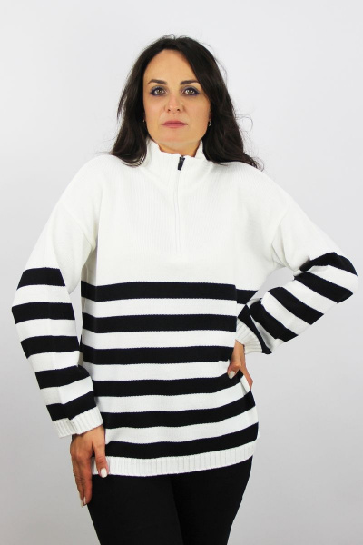 белый джемпер из трикотажа со спущенными плечами и удлинённым рукавом Полесье С1425-22 3С3075-Д43 158,164 супербелый - фото 1