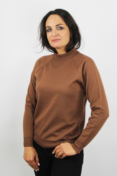 Коричневый свитер реглан прямой силуэт на демисезон Полесье С3316-15 5С1754-Д43 158,164 макадамия - фото 1
