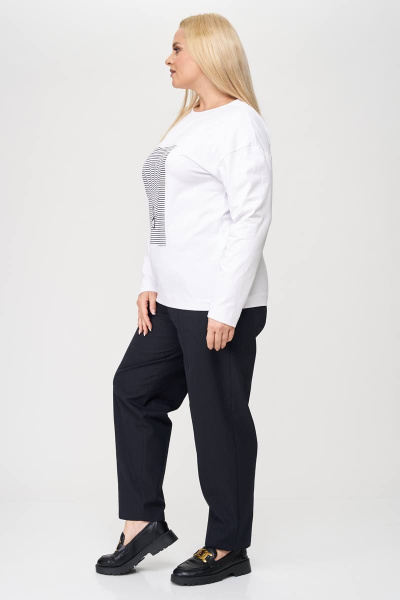 Джемпер с авторской печатью из вискозы и трикотажа SOVA 11204 белый - фото 6