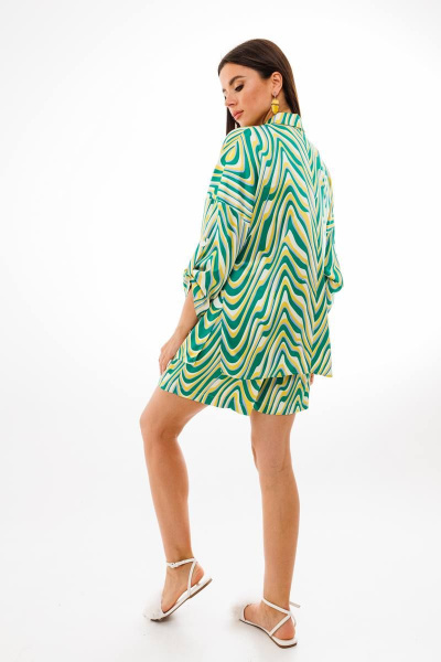 Рубашка и шорты из шелка с рукавами на пате и короткой длиной Anelli 1407 зеленый - фото 6