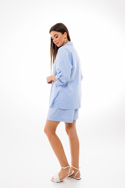 Рубашка и шорты из хлопка с рукавами на пате и яркой расцветкой Anelli 1407 голубой - фото 5