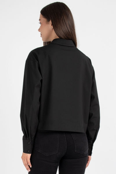 Черная рубашка из хлопка со спущенным плечом и классическим стильом VIZAVI 696 черный - фото 8