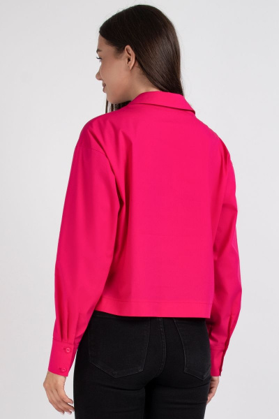 Розовая рубашка из хлопка со спущенным плечом и карманами VIZAVI 696 фуксия - фото 8