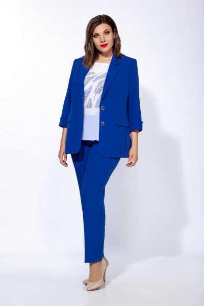 Блуза, брюки, жакет Ольга Стиль С-656 василек - фото 2