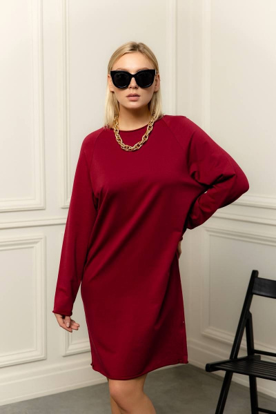 Платье из хлопка с комфортной посадкой для каждодневного стиля Romgil 945ДФТЗ вишневый - фото 5