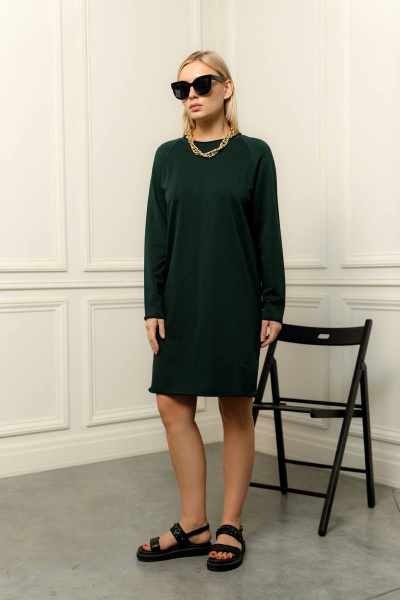 Платье из хлопка с приятной текстурой для повседневной носки Romgil 945ДФТЗ бутылочный - фото 5