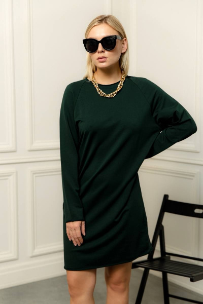 Платье из хлопка с приятной текстурой для повседневной носки Romgil 945ДФТЗ бутылочный - фото 1