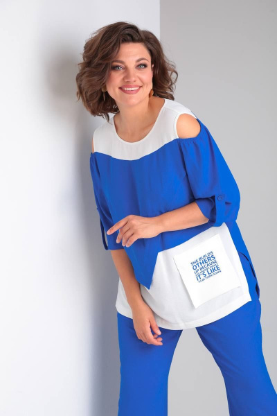 Блуза, брюки Rishelie 887 ярко-голубой - фото 3