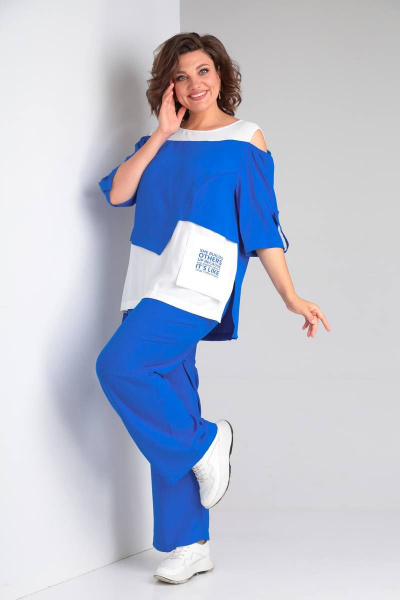 Блуза, брюки Rishelie 887 ярко-голубой - фото 1