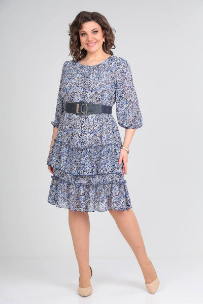 Демисезонное платье с принтом и декоративными кожаными элементами Rishelie 923.1 принт - фото 1