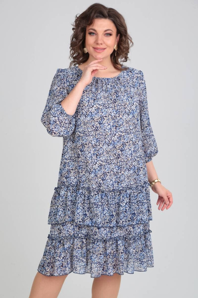 Демисезонное платье с принтом и декоративными кожаными элементами Rishelie 923.1 принт - фото 3