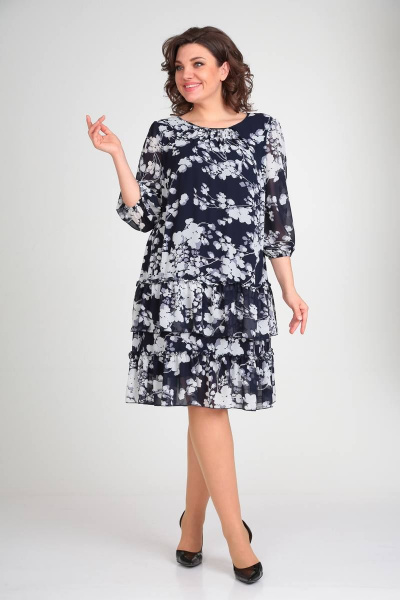 Платье Rishelie 923 синий - фото 4