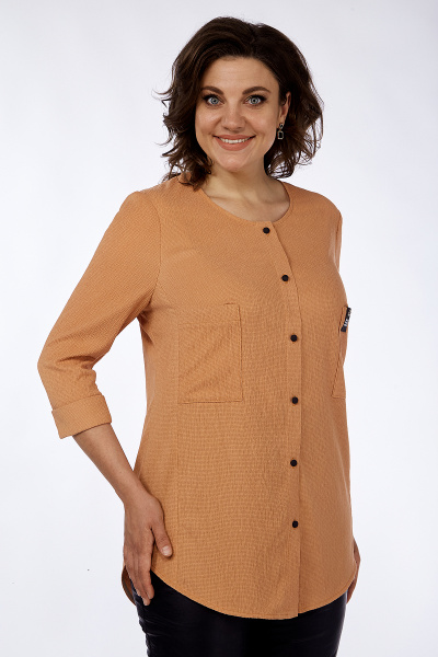 Демисезонная хлопковая туника с воротничком и бусинами Новелла Шарм А3566-5-2 - фото 4