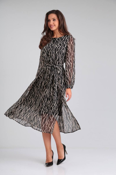 Платье из шифона с принтом и поясом Verita 2233.1 - фото 2