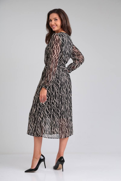 Платье из шифона с принтом и поясом Verita 2233.1 - фото 6
