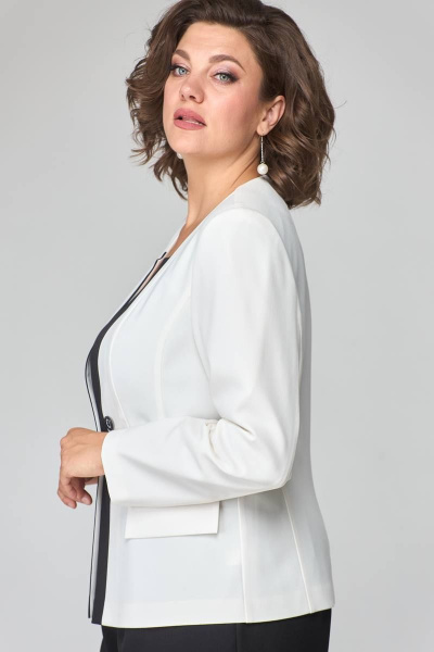 Деловой костюм тройка из двухконтрастных тканей ANASTASIA MAK 1123 чёрно-белый - фото 8