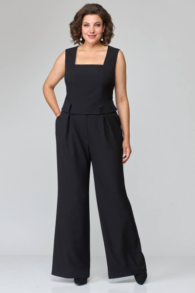 Деловой костюм тройка из двухконтрастных тканей ANASTASIA MAK 1123 чёрно-белый - фото 12