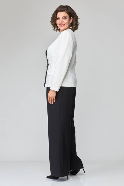 Деловой костюм тройка из двухконтрастных тканей ANASTASIA MAK 1123 чёрно-белый - фото 3