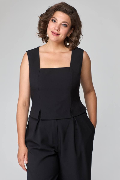 Деловой костюм тройка из двухконтрастных тканей ANASTASIA MAK 1123 чёрно-белый - фото 10