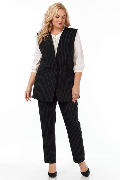 Черный деловой костюм с жилетом и брюками Belinga 2278 черный - фото 6