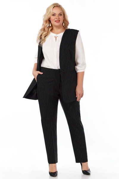 Черный деловой костюм с жилетом и брюками Belinga 2278 черный - фото 4