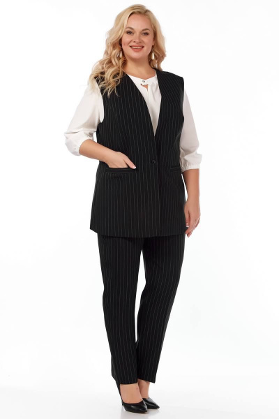 Черный деловой костюм с жилетом и брюками Belinga 2278 черный - фото 3