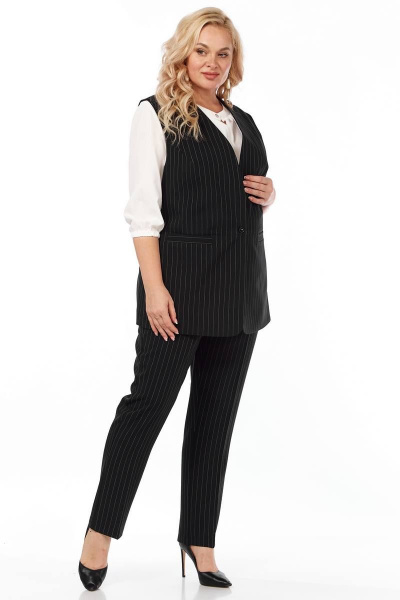 Черный деловой костюм с жилетом и брюками Belinga 2278 черный - фото 2