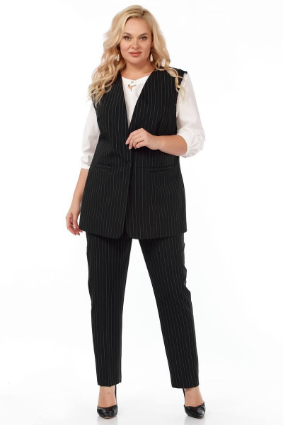 Черный деловой костюм с жилетом и брюками Belinga 2278 черный - фото 1