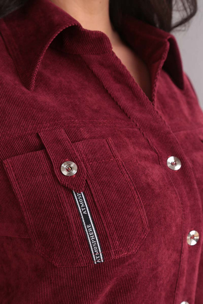 Вельветовое платье в стиле сафари с карманами Tensi 258а марсала - фото 4