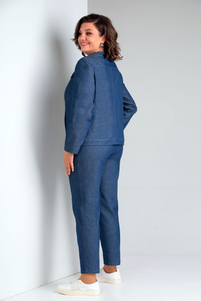 Брюки и жакет из классического текстиля Ивелта плюс 2986 синий джинс - фото 2