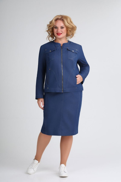 Жакет и юбка из джинса с комфортной посадкой Ивелта плюс 2520 синий джинс - фото 2