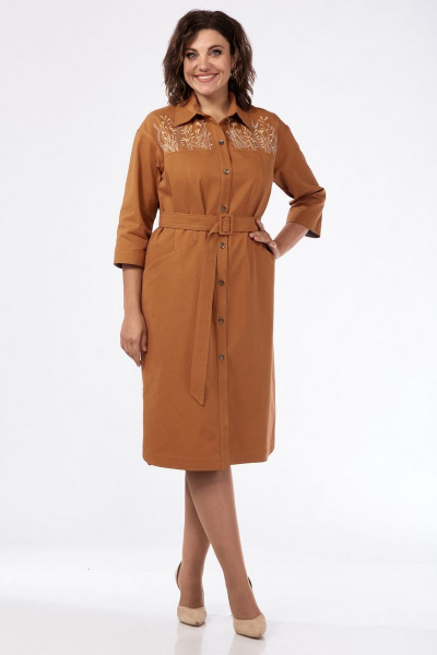 Платье из хлопка и текстиля с кокетками и вышивкой Jurimex 2979 - фото 6